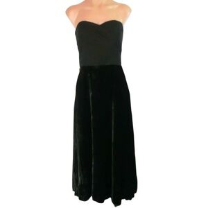 Vintage 90’s Y2K Lauren Ralph Lauren Black Strapless Velvet Midi Dress